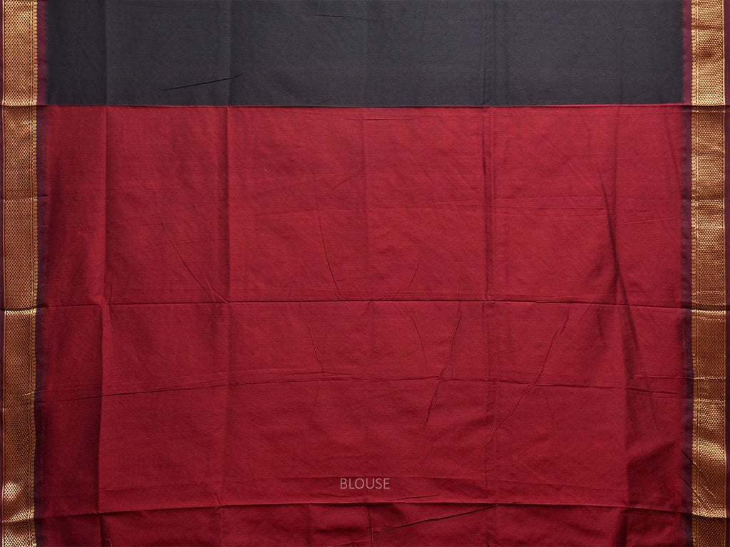 Black and Dark Red Gadwal Cotton Viscose Saree with Pallu Design g0600