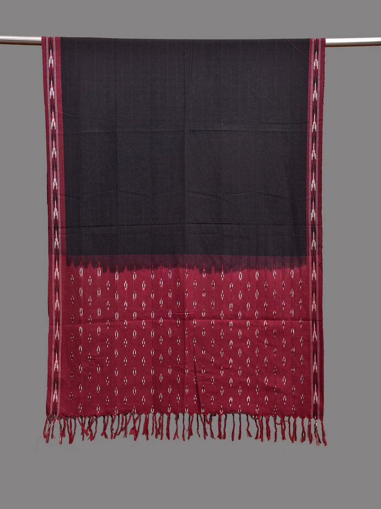 Black and Maroon Pochampally Ikat Cotton Handloom Dupatta with Buta Pallu Design ds3915