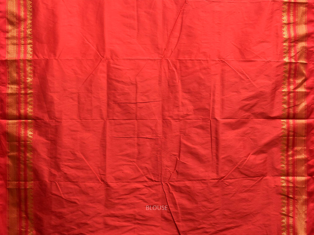 Black and Red ilkal Cotton Viscose Plain Saree with Contrast Pallu Design il0122