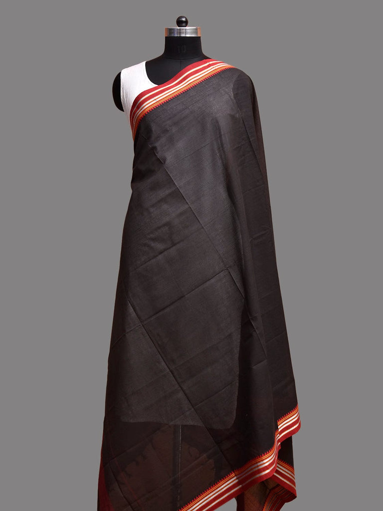 Black and Red Mangalgiri Cotton Handloom Dupatta with Border Design ds3893