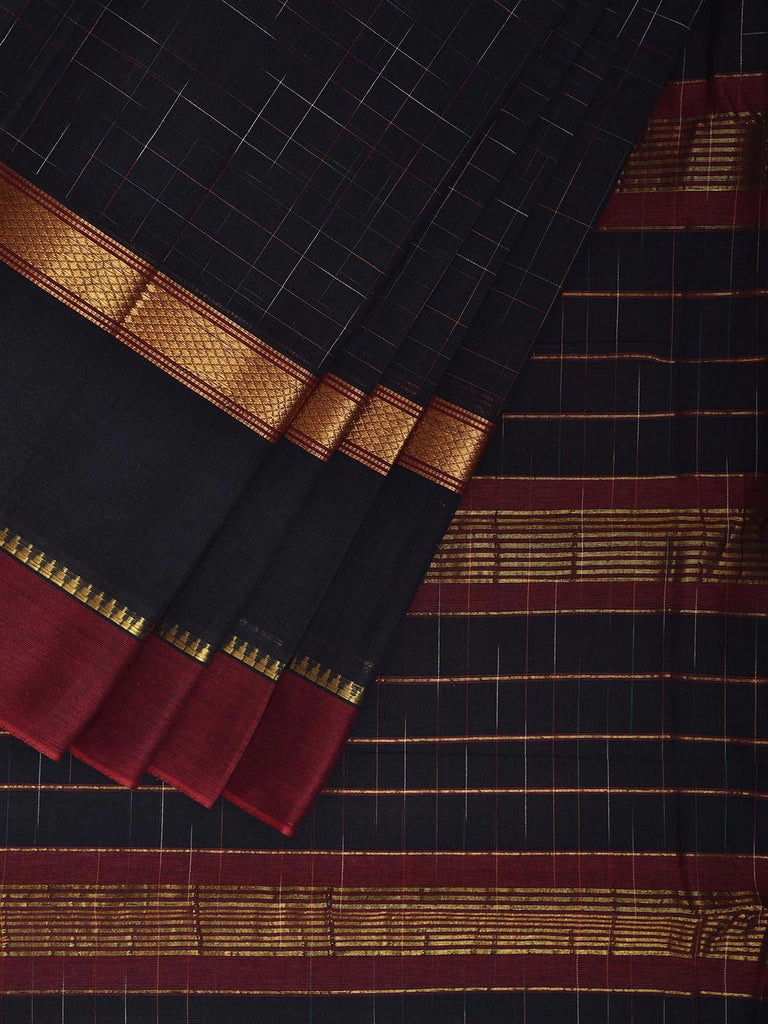 Black and Red Narayanpet Cotton Handloom Saree with Big Border Design No Blouse np1147