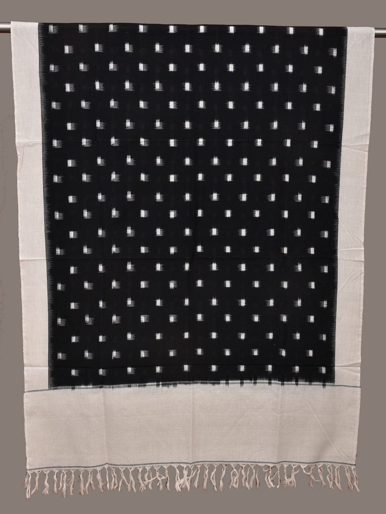 Black and White Pochampally Ikat Cotton Handloom Dupatta with Dots Design ds1896