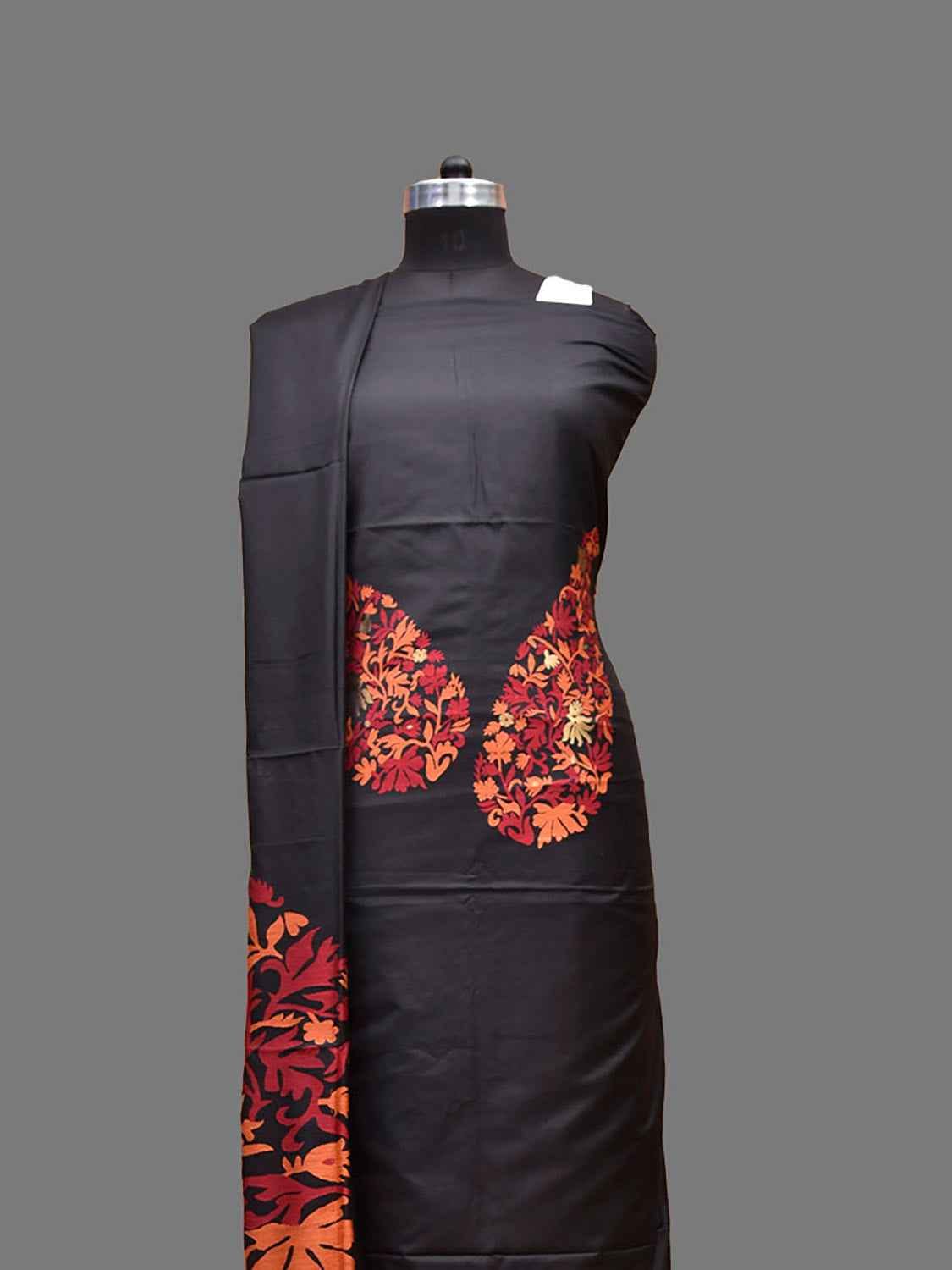 Black Dhakai Jamdani Cotton Viscose Dress Material with Top Dupatta and  Bottom Pasley Design dm0125 - Uppada