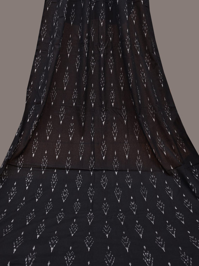 Black Ikat Cotton Handloom 2.5mts Fabric with All Over Buta Design f0263