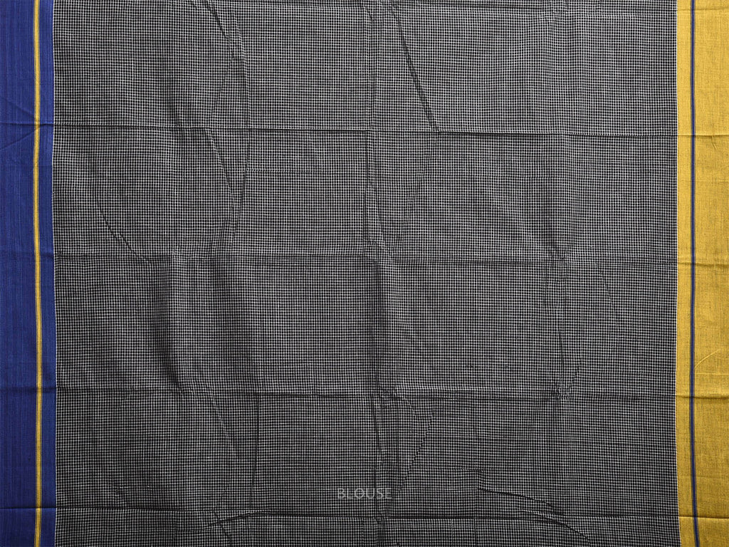 Black ilkal Cotton Saree with Checks and Ganga-Jamuna Border Design o0684