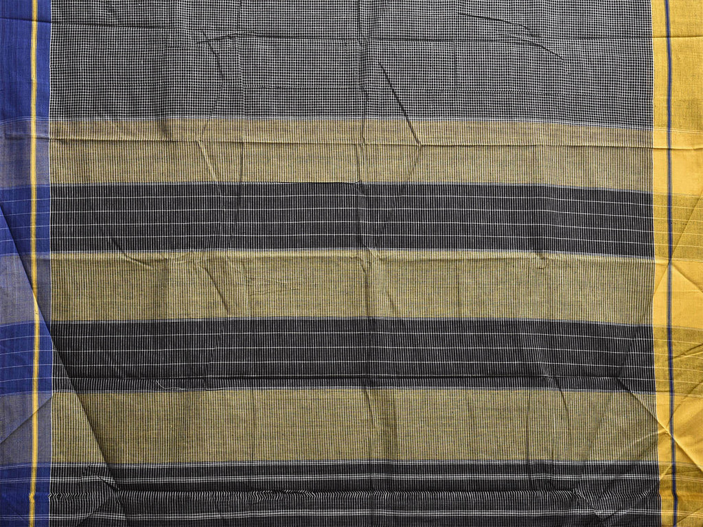 Black ilkal Cotton Saree with Checks and Ganga-Jamuna Border Design o0684