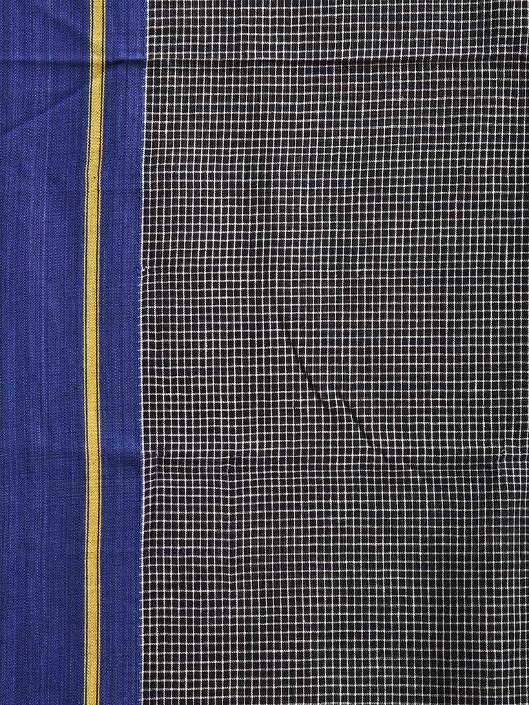 Black ilkal Cotton Saree with Checks and Ganga-Jamuna Border Design o0684