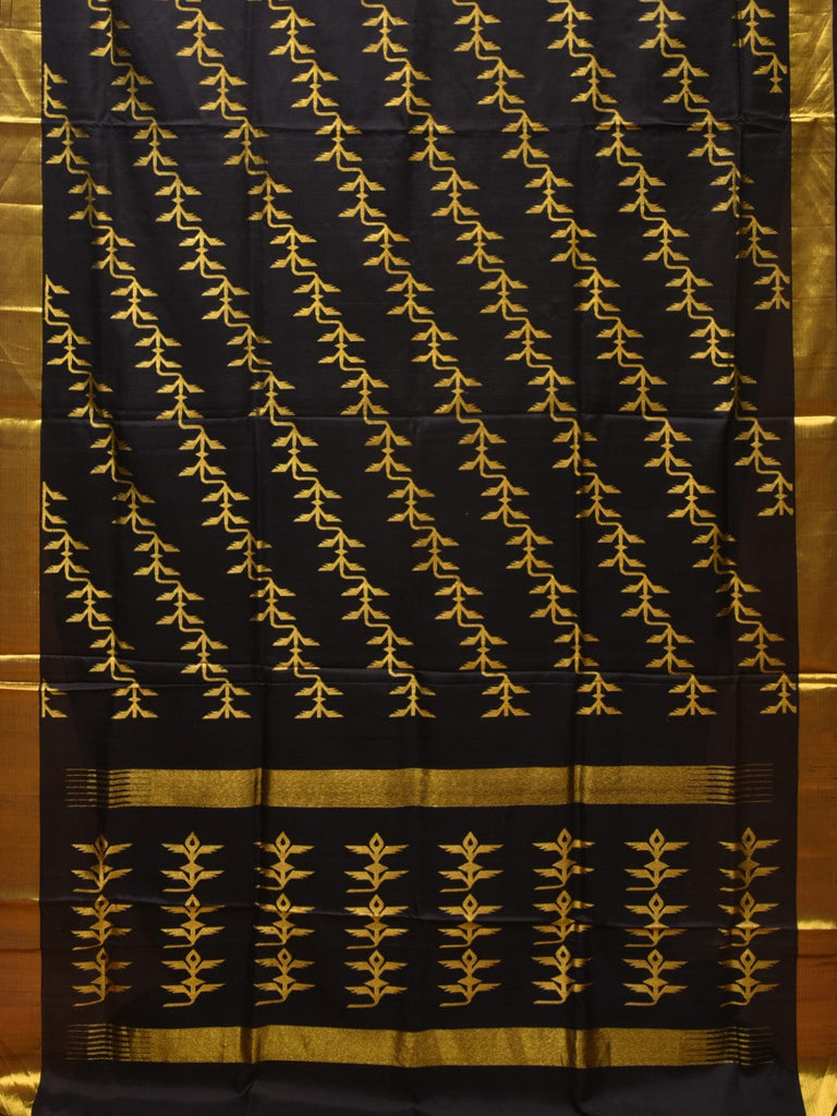 Black Kanchipuram Silk Handloom Saree with All Over Diagonal Design o0453