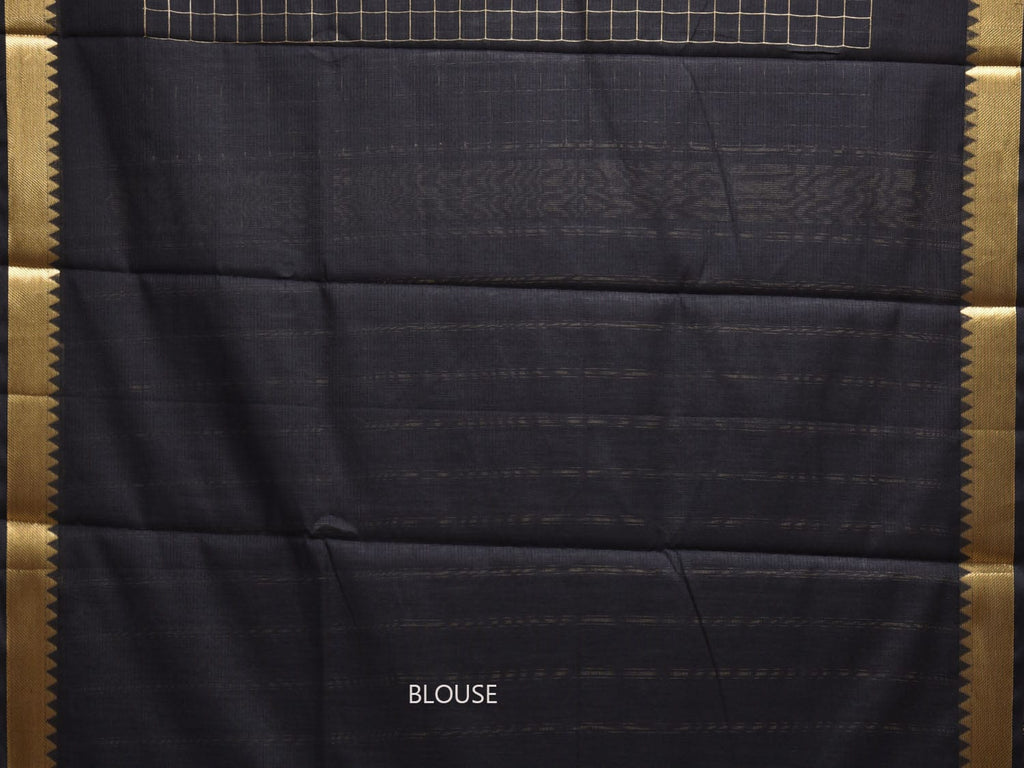 Black Mangalgiri Cotton Handloom Saree with Checks Design mn0105