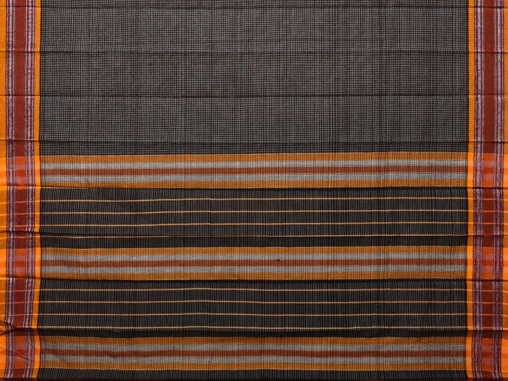 Black Narayanpet Cotton Handloom Saree with Checks Design No Blouse np0666