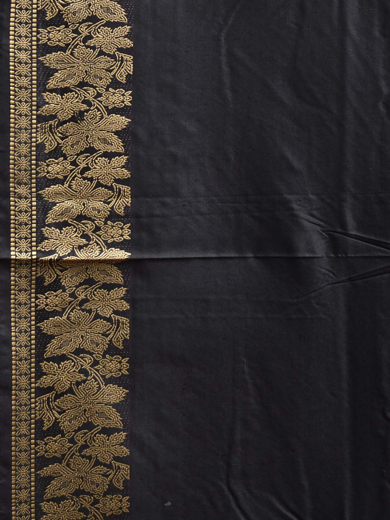 Black Silk Saree with Thread Work Border and Pallu Design No Blouse o0712