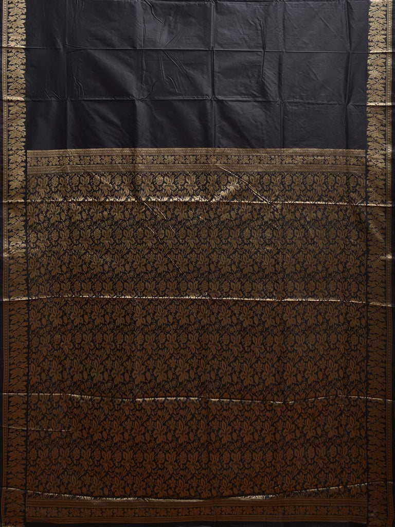 Black Silk Saree with Thread Work Border and Pallu Design No Blouse o0712