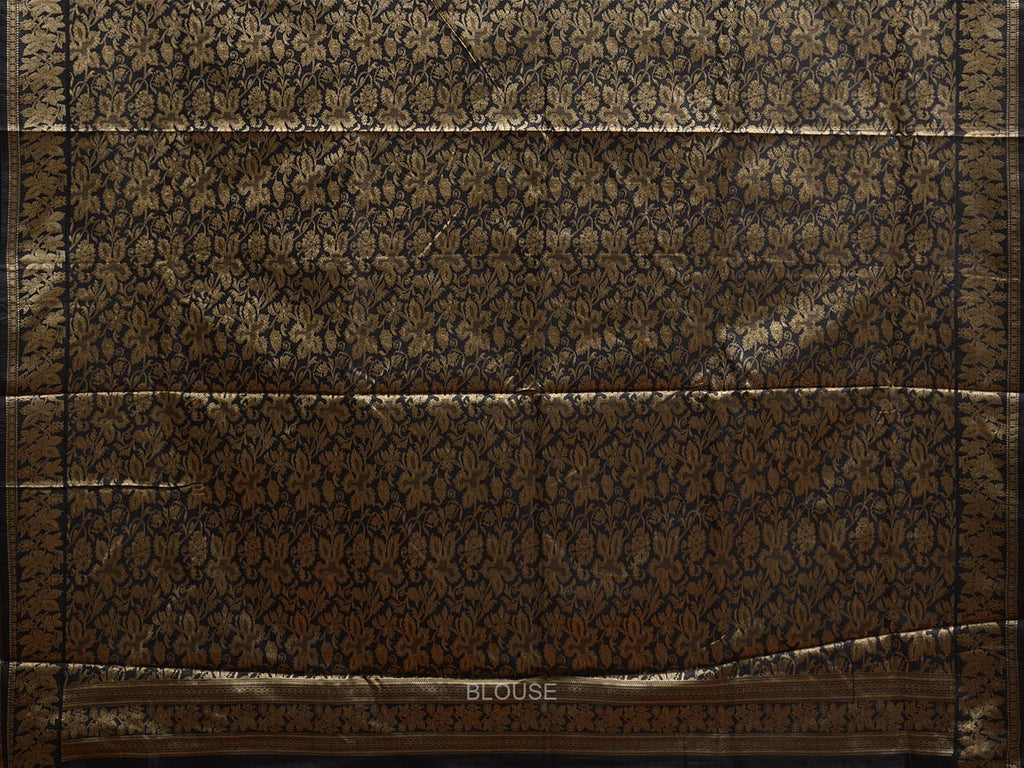 Black Silk Saree with Thread Work Border and Pallu Design No Blouse o0712