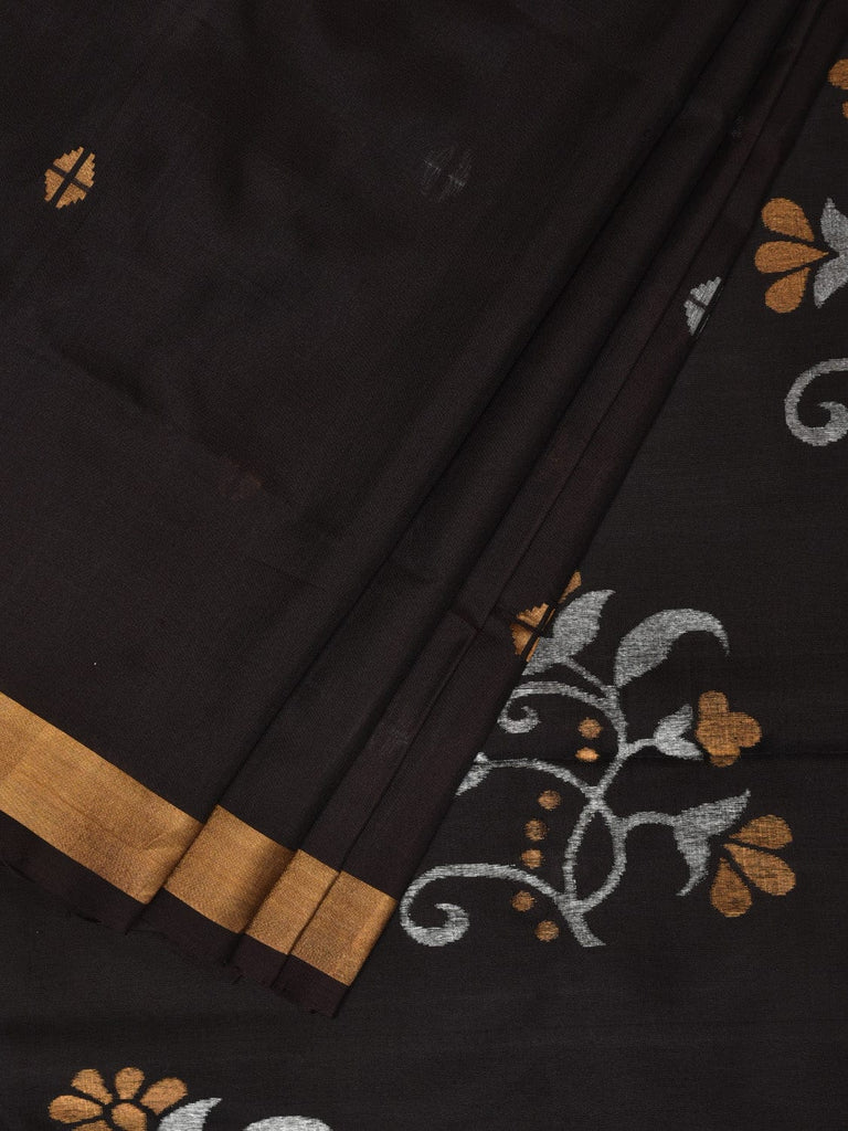 Black Uppada Silk Handloom Saree with Floral Pallu Design u2091