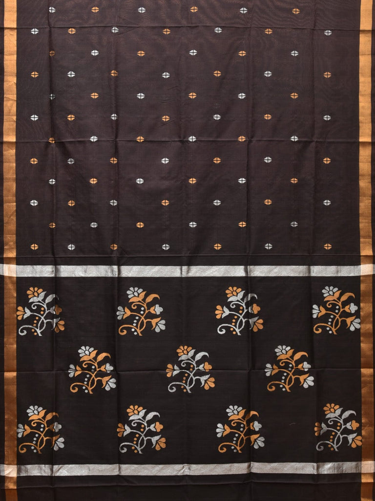 Black Uppada Silk Handloom Saree with Floral Pallu Design u2091
