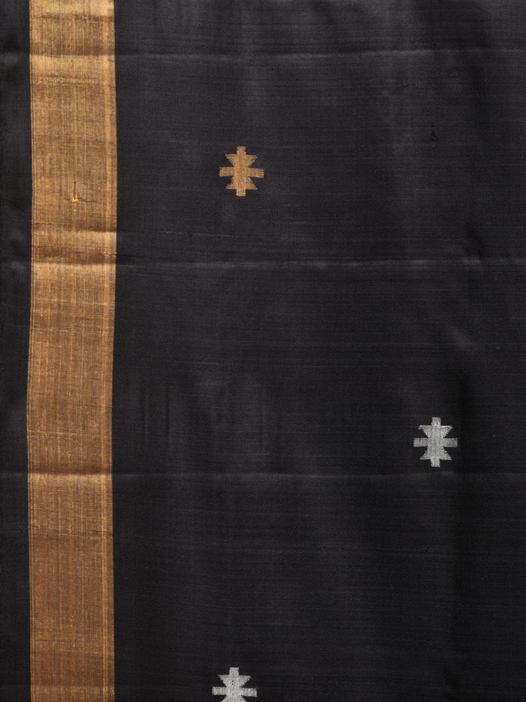 Black Uppada Silk Handloom Saree with Jamdani Pallu Design u2151