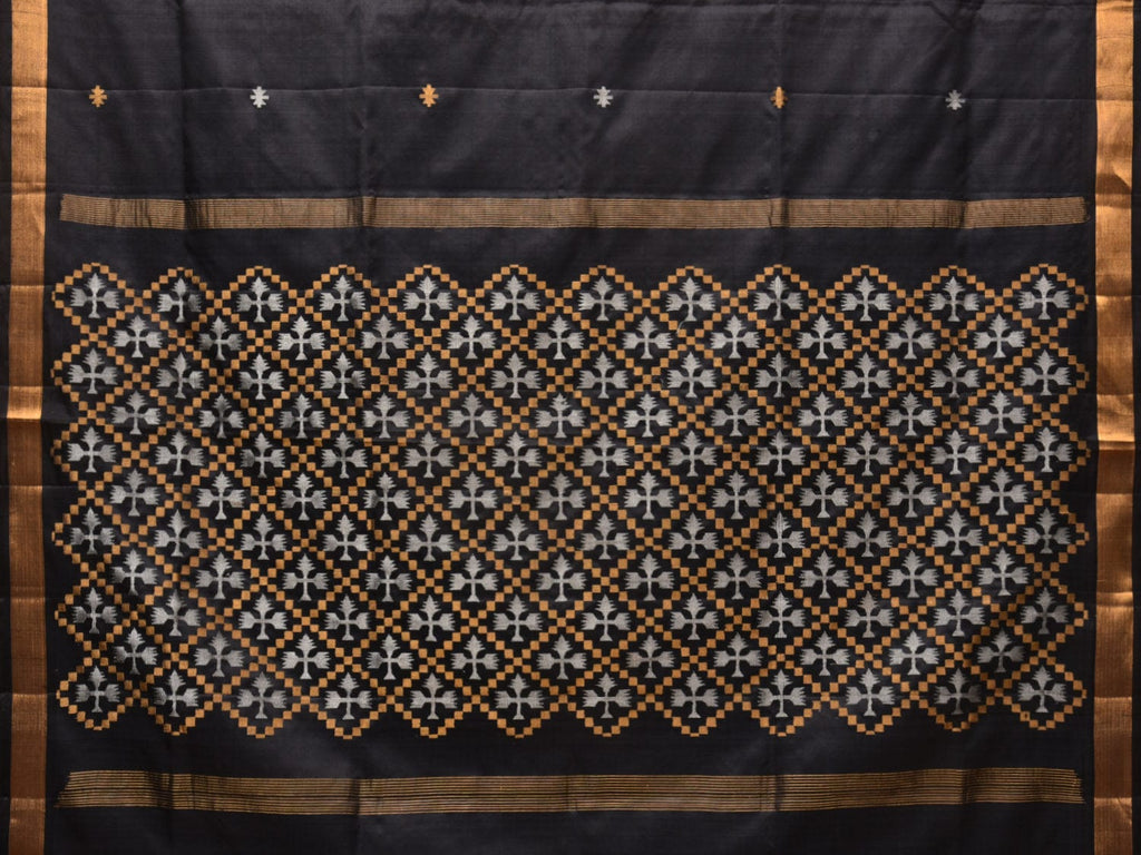 Black Uppada Silk Handloom Saree with Jamdani Pallu Design u2151