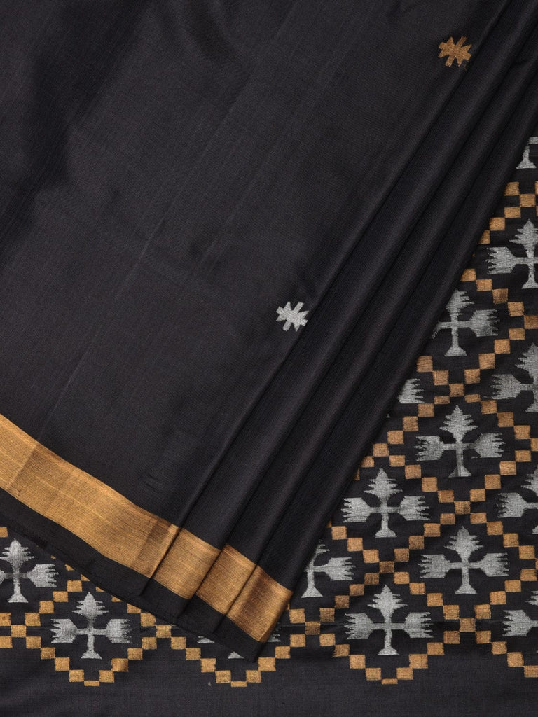 Black Uppada Silk Handloom Saree with Jamdani Pallu Design u2151