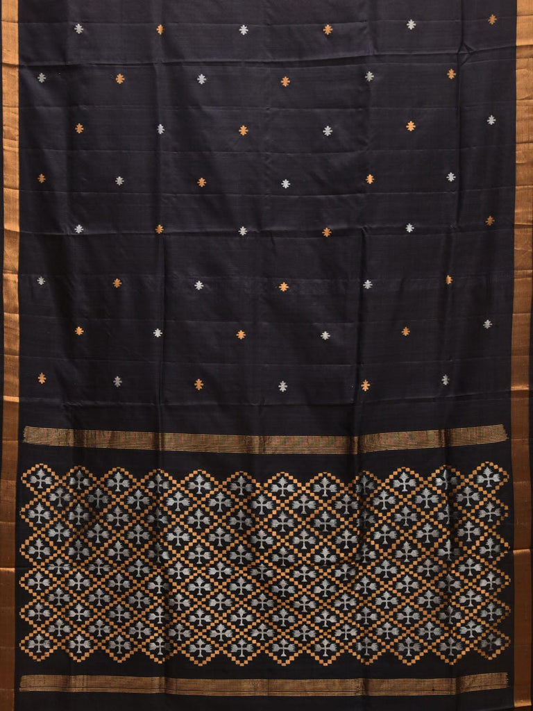 Black Uppada Silk Handloom Saree with Jamdani Pallu Design u2151