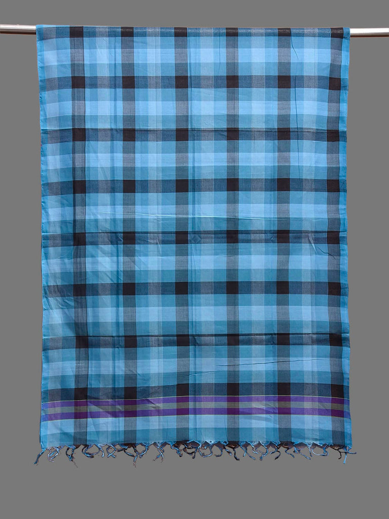 Blue and Black Mangalgiri Cotton Handloom Dupatta with Checks Design ds3895