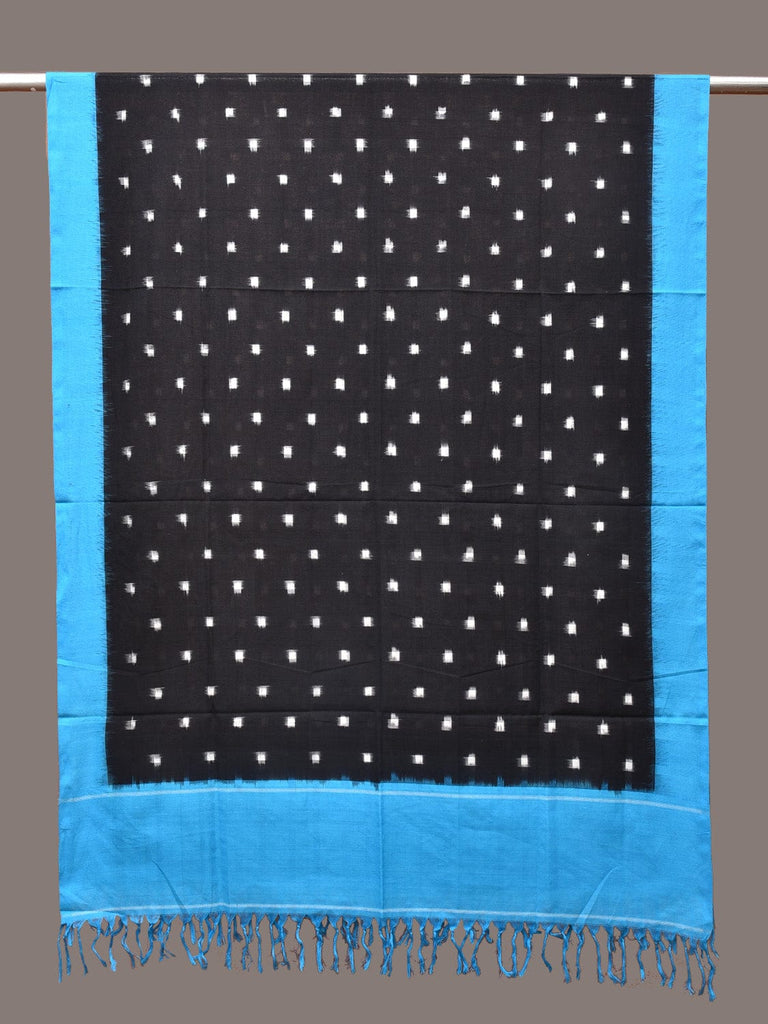 Blue and Black Pochampally Ikat Cotton Handloom Dupatta with Small Square Buta Design ds1831