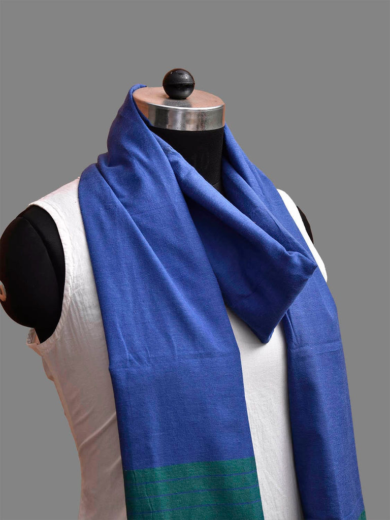 Blue and Green Bamboo Cotton Dupatta with Zari Border Design ds3868