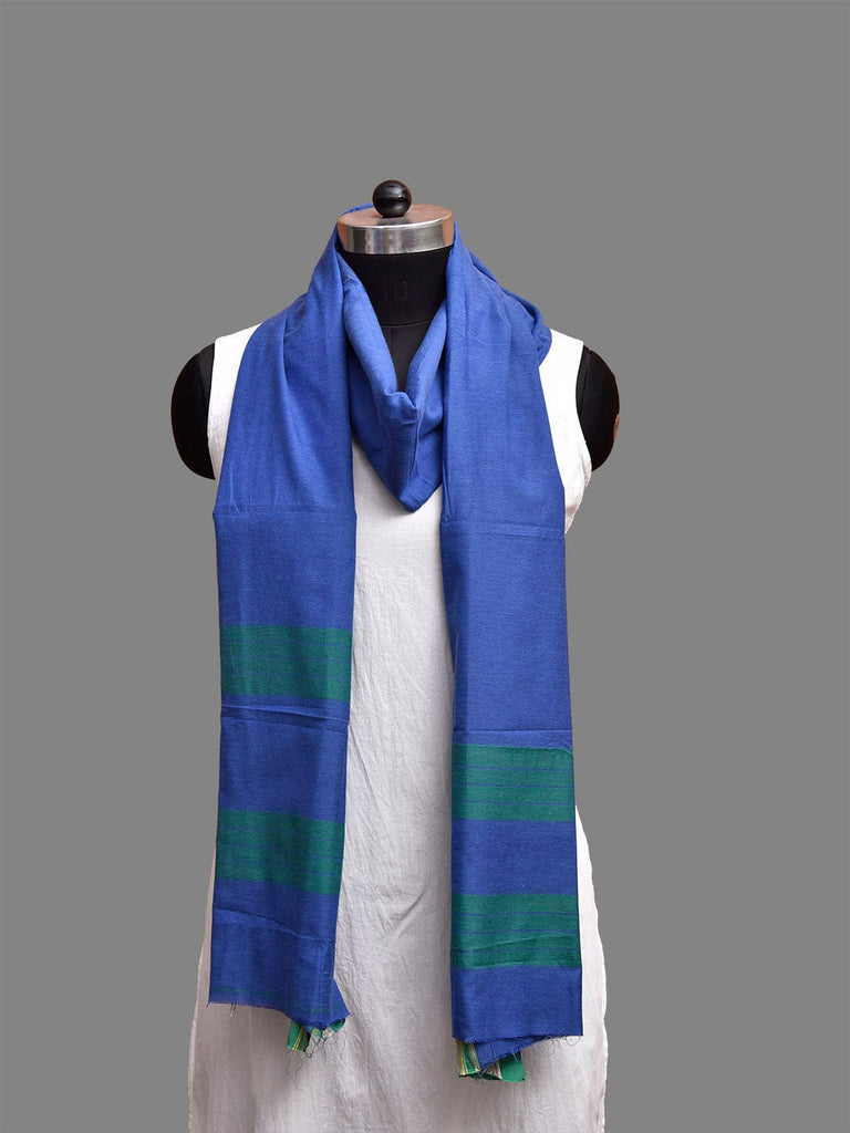 Blue and Green Bamboo Cotton Dupatta with Zari Border Design ds3868
