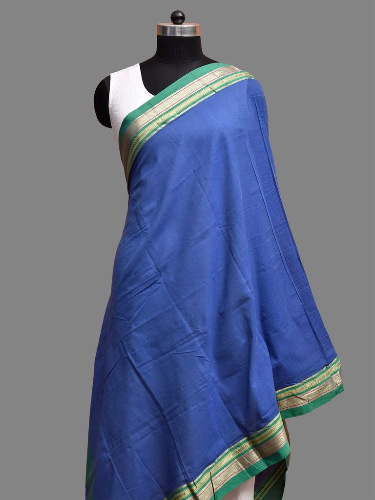 Blue and Green Bamboo Cotton Dupatta with Zari Border Design ds3868