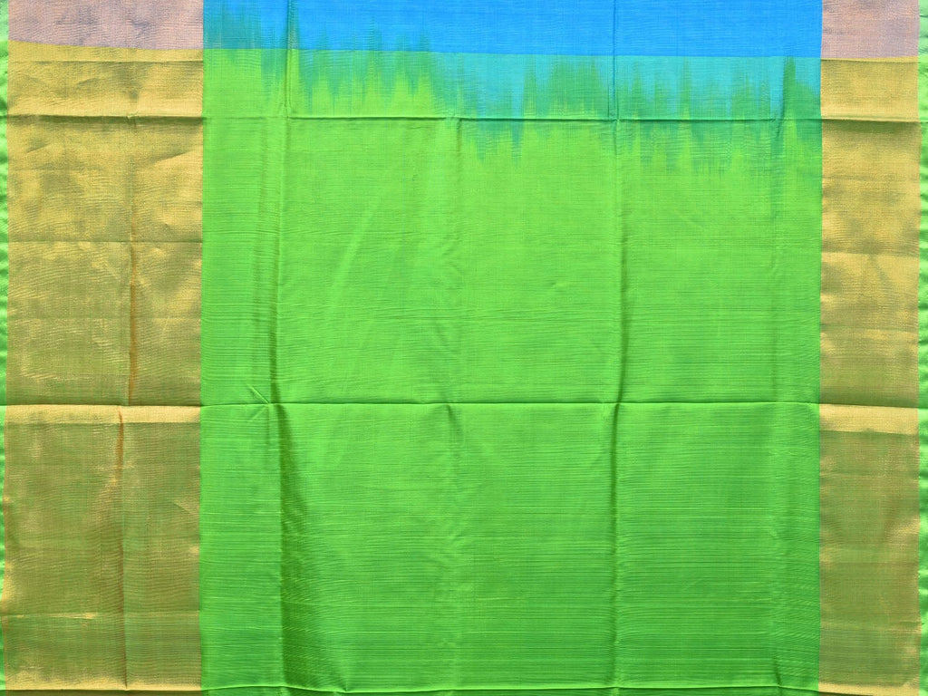 Blue and Green Uppada Silk Handloom Plain Saree with Big Border Design u1986