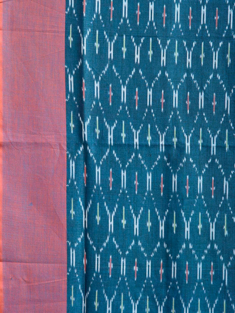 Blue and Light Purple Pochampally Ikat Cotton Handloom Saree with Grill Body Design No Blouse i0984