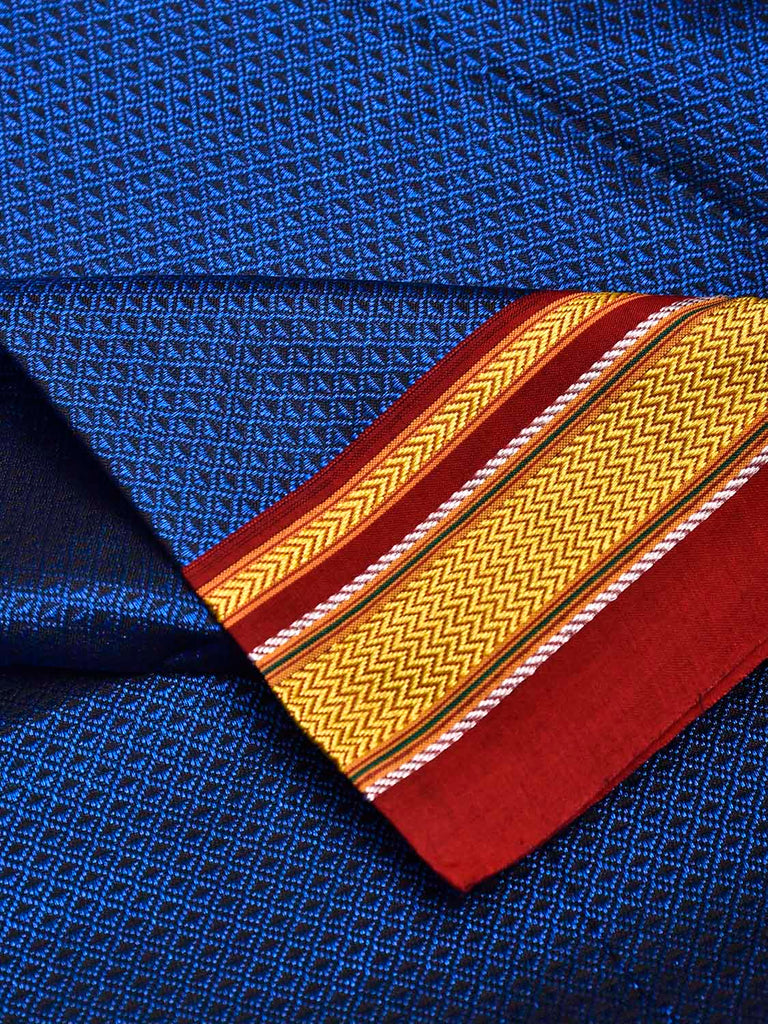 Blue and Maroon Jacquard Viscose Blouse with Contrast Border Design Length 1mt Width 31 Inches BL0178