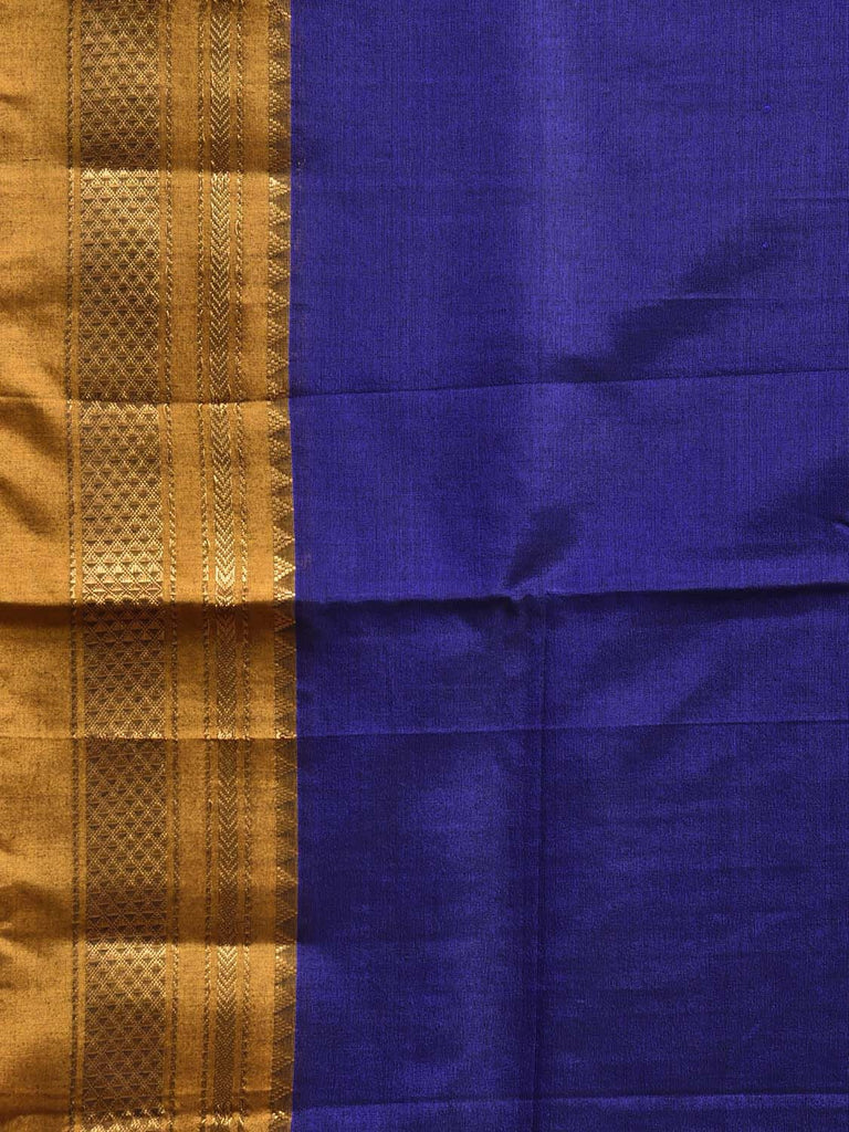 Blue and Mustard ilkal Cotton Silk Saree with Strips Pallu and Border Design il0035