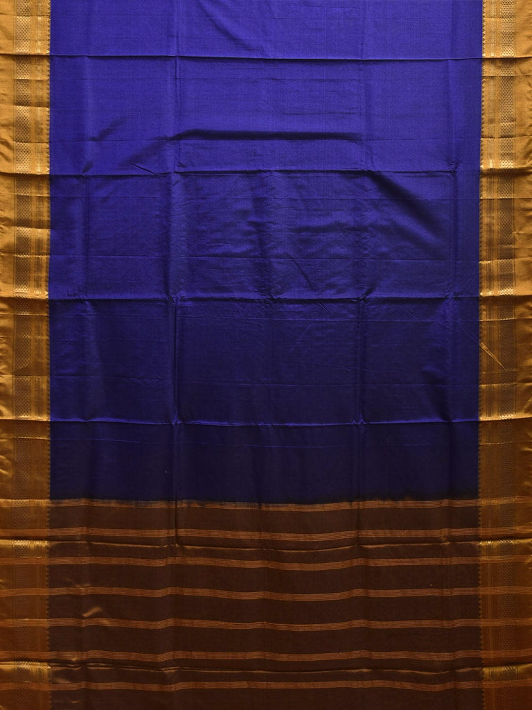 Blue and Mustard ilkal Cotton Silk Saree with Strips Pallu and Border Design il0035