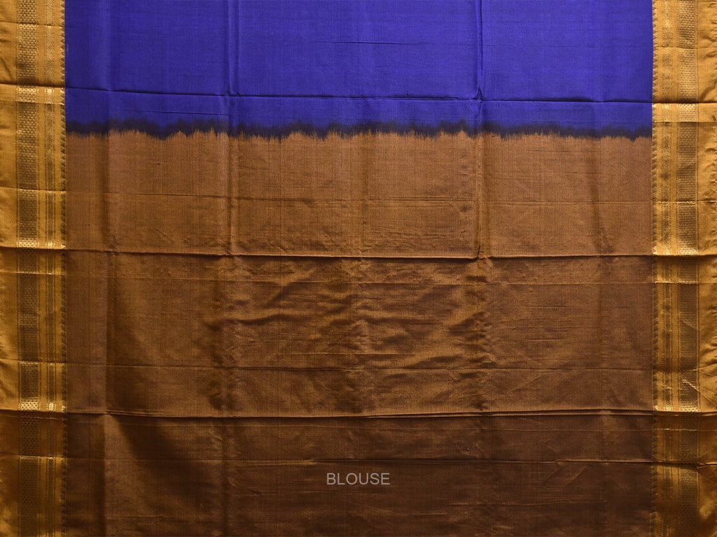 Blue and Mustard ilkal Cotton Silk Saree with Strips Pallu and Border Design il0035