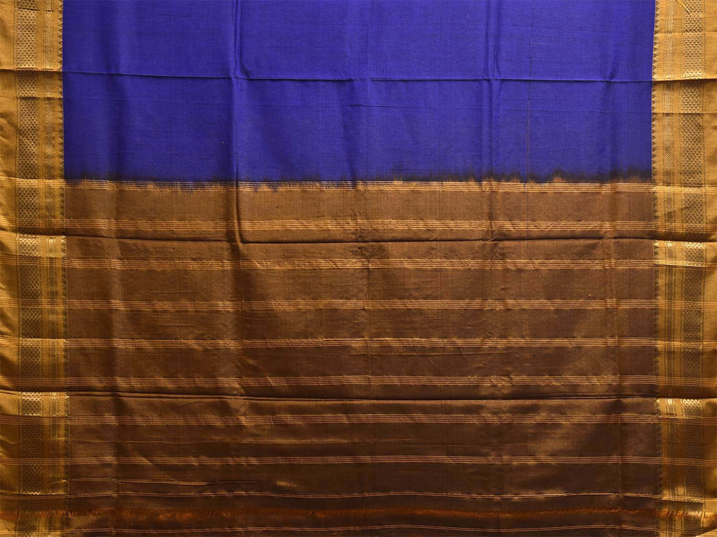 Blue and Mustard ilkal Cotton Silk Saree with Strips Pallu and Border Design il0035