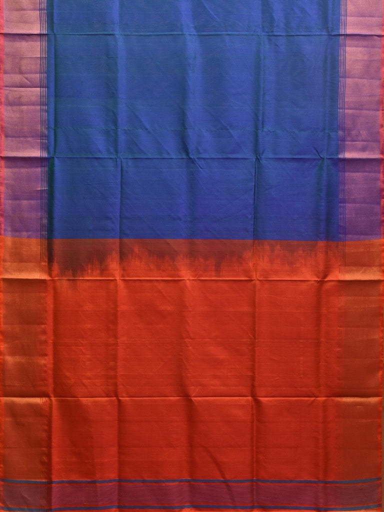 Blue and Orange Uppada Plain Silk Handloom Saree with Contrast Pallu Design u2238
