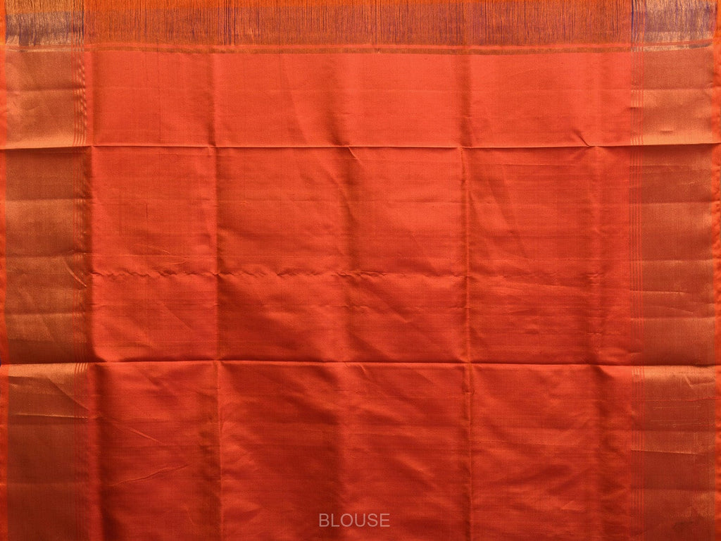 Blue and Orange Uppada Plain Silk Handloom Saree with Contrast Pallu Design u2238