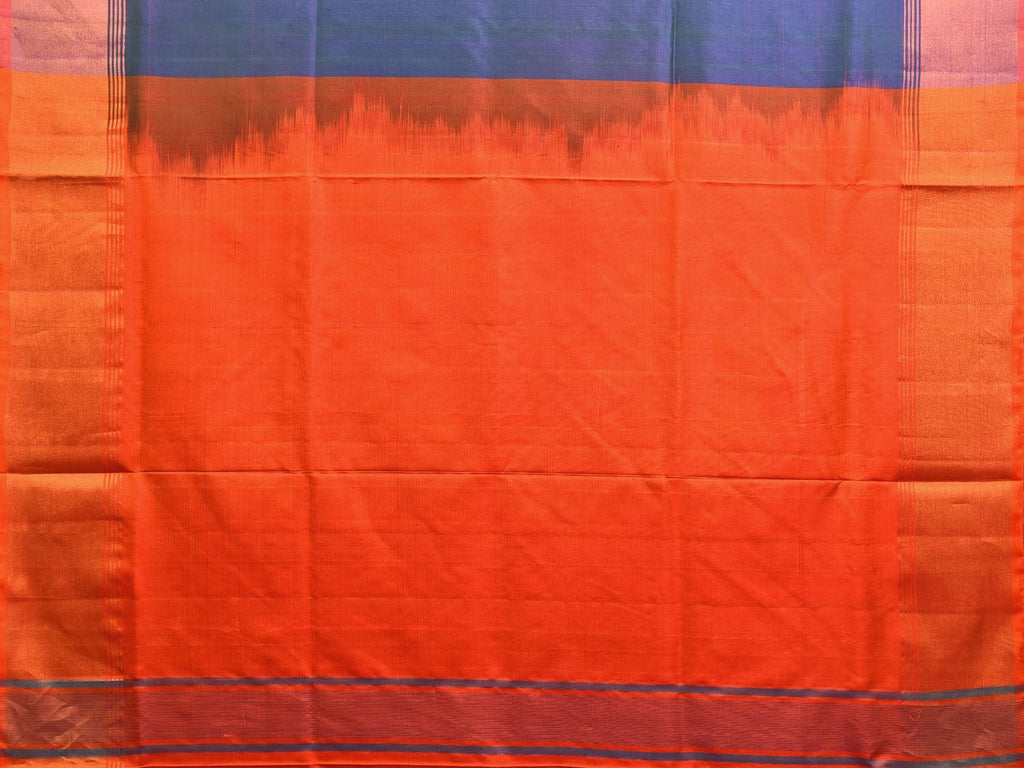 Blue and Orange Uppada Plain Silk Handloom Saree with Contrast Pallu Design u2238