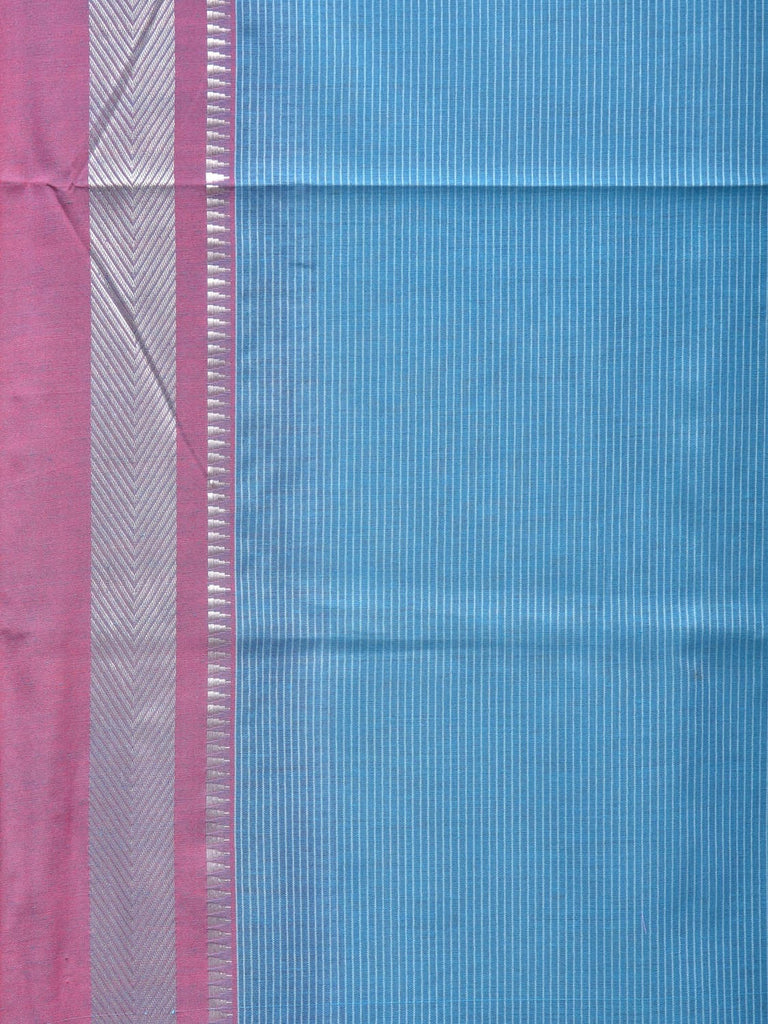 Blue and Pink Bamboo Cotton Saree with Strips Design No Blouse bc0235