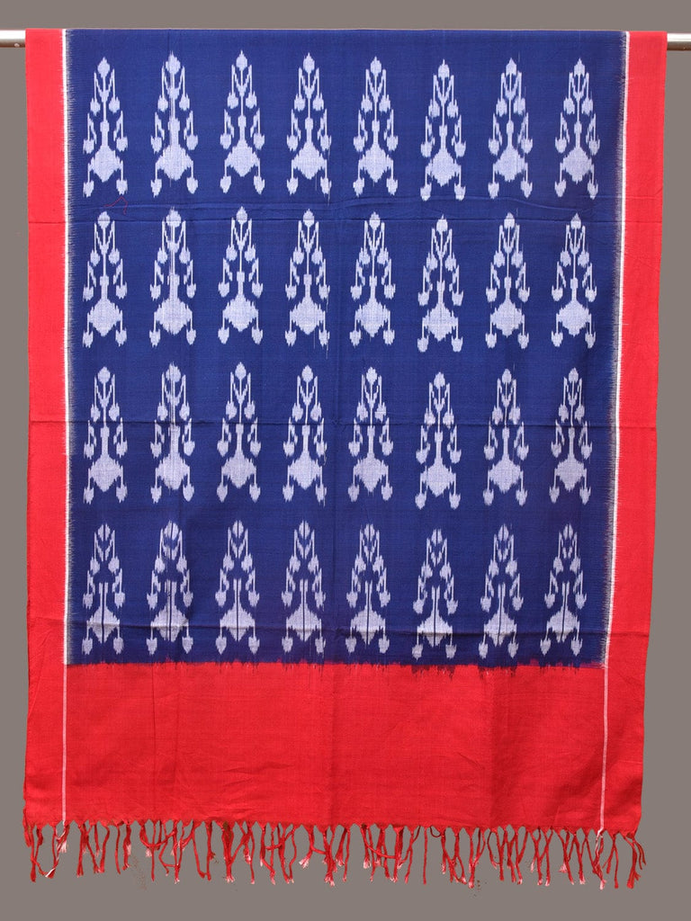 Blue and Red Pochampally Ikat Cotton Handloom Dupatta ds1558