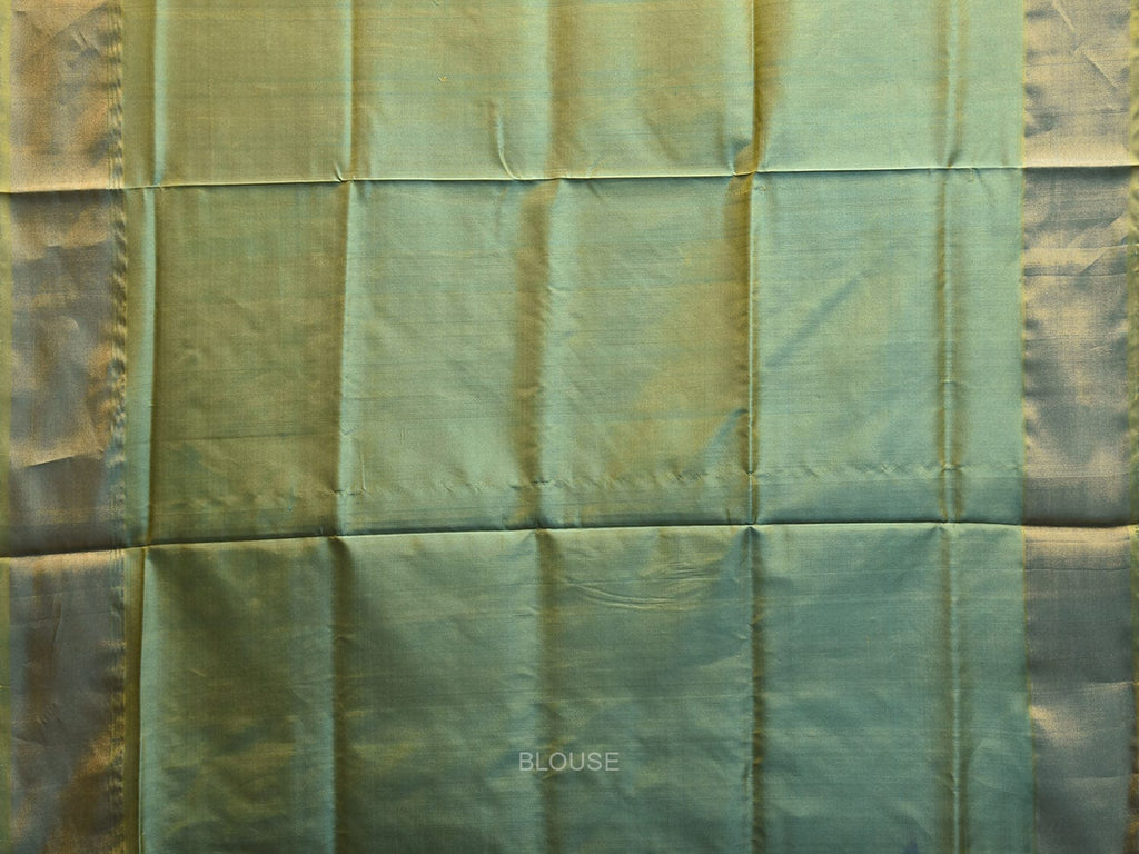 Blue and Sea Green Uppada Silk Handloom Plain Saree with Contrast Pallu Design u2393