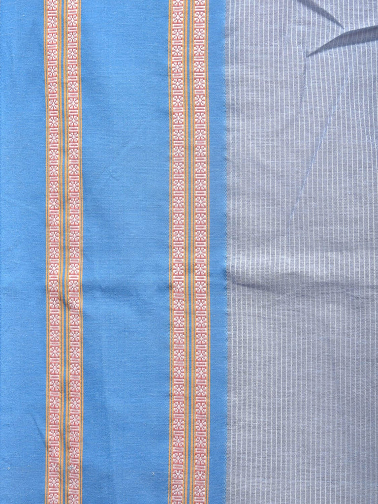 Blue Bamboo Cotton Saree with Strips Design No Blouse  bc0210