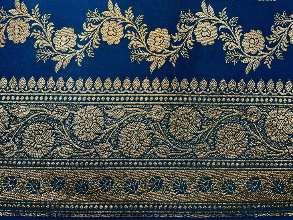 Blue Banaras Katan Silk Saree with Body Butti and Border Design b0398ds