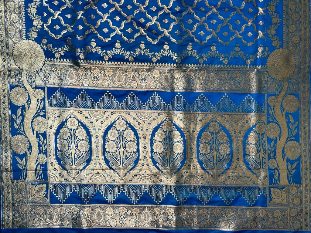 Blue Banaras Katan Silk Saree with Body Butti and Border Design b0398ds