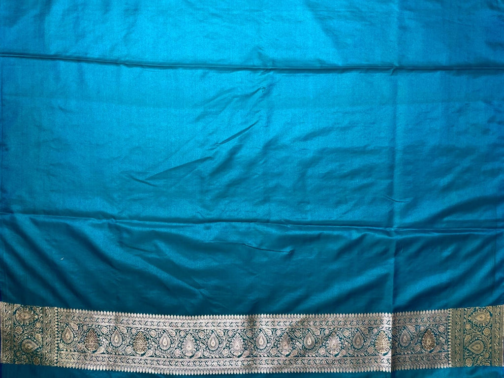 Blue Banaras Katan Silk Saree with Body Butti and Stone Work Design b0382ds
