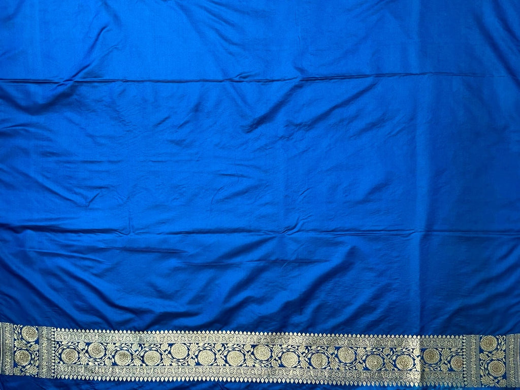 Blue Banaras Katan Silk Saree with Body Butti and Stone Work Design b0388ds