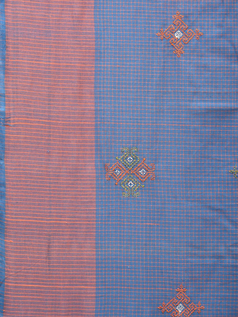 Blue Cotton Handloom Saree with Kasuti Work Design o0405