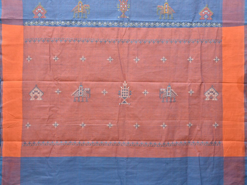 Blue Cotton Handloom Saree with Kasuti Work Design o0405