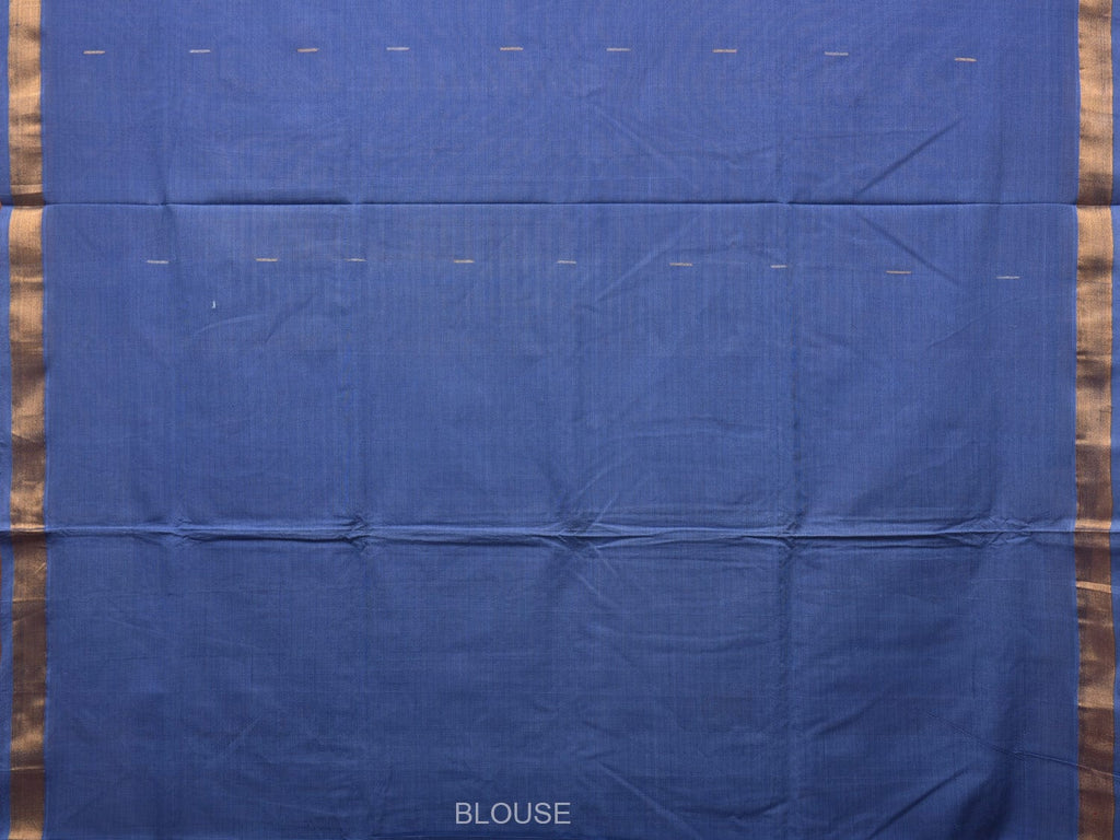 Blue Khadi Cotton Handloom Saree with Buta and Strip Pallu Design kh0650