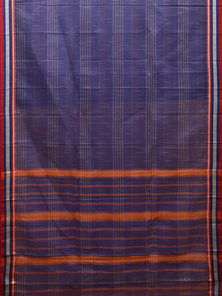 Blue Narayanpet Cotton Handloom Saree with Checks Design No Blouse np0963